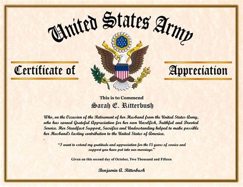 Military Appreciation Certificate Templates